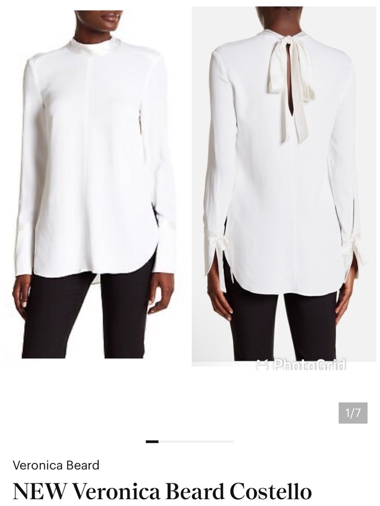 Veronica Beard Women's White Costello Tie-Back Blouse